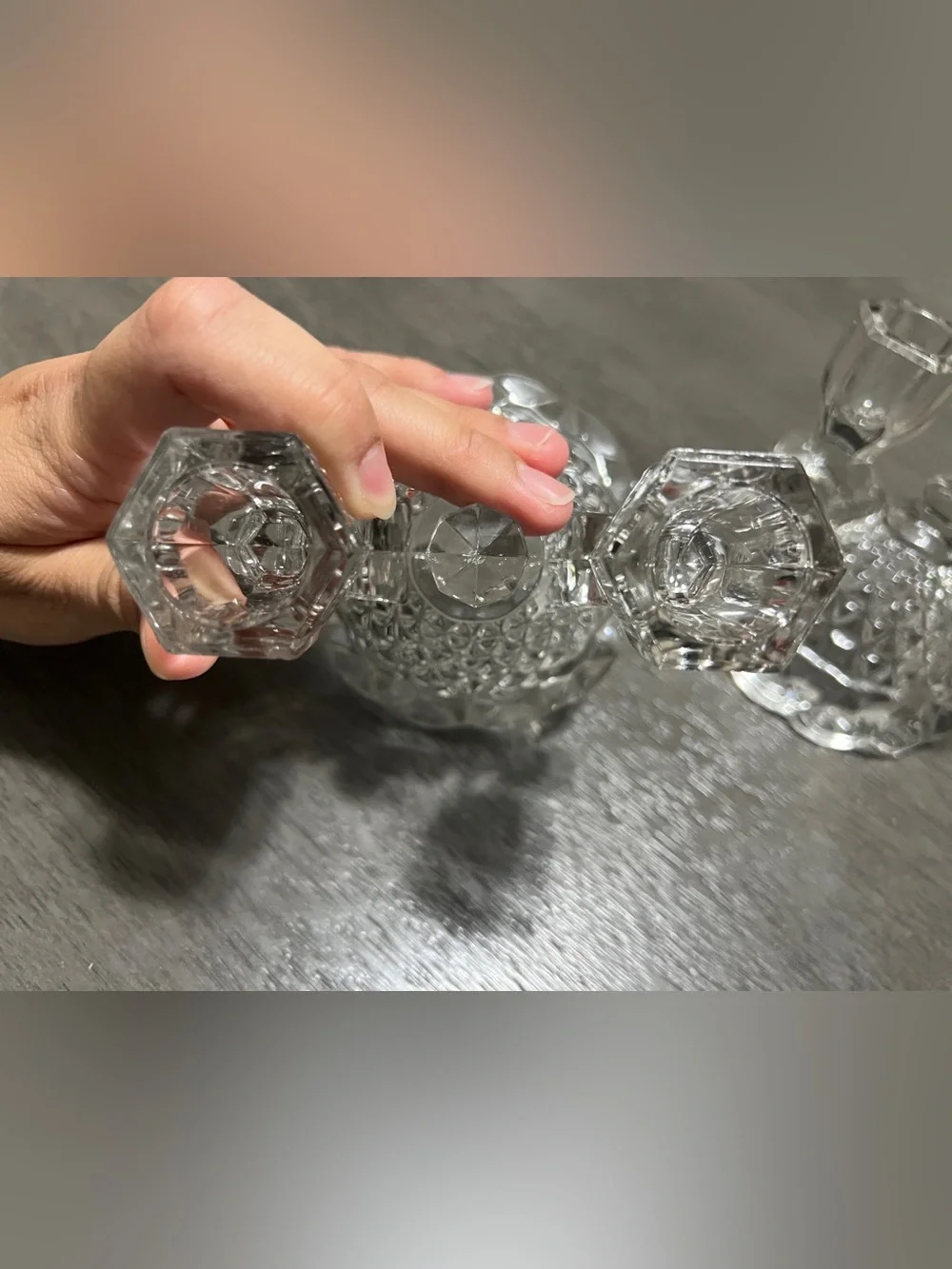 Vintage Clear Pressed Glass Double Candlestick Holders – Set of 2
